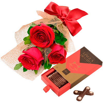 Flores Rosas e Chocolates pra Namorada - Oferta :: InterFlores